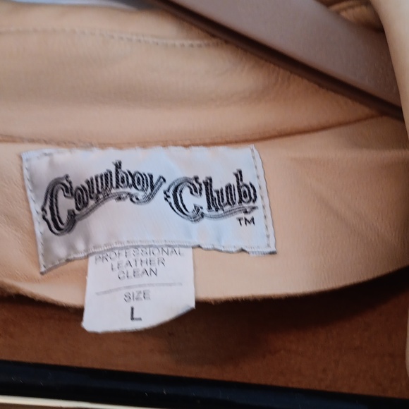 Men's leather jacket "Cowboy Club " size Large color  Tan - Picture 2 of 13